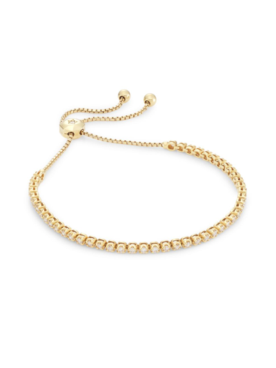 Shop Saks Fifth Avenue Women's 14k Gold & Illusion-set 1.0 Tcw Diamond Adjustable Bracelet In Yellow Gold