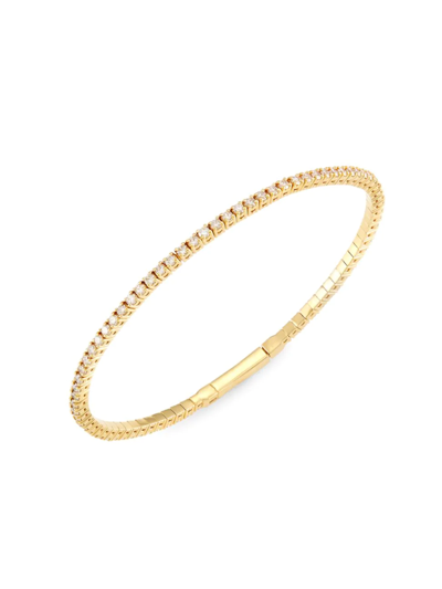 Shop Saks Fifth Avenue Women's 14k Gold Prong-set 2.0 Tcw Diamond Flexible Bangle Bracelet In Yellow Gold