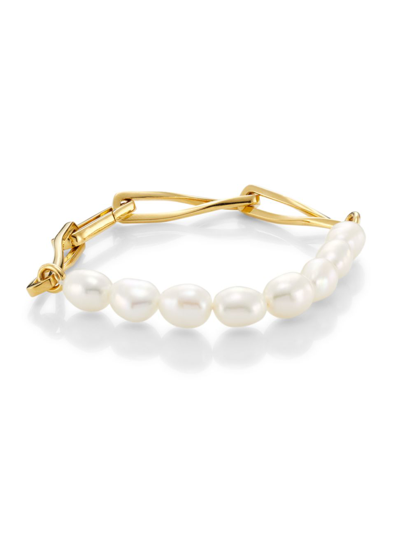 Shop Missoma Women's 18k Gold-plated & Baroque Pearl Twisted-link Chain Bracelet