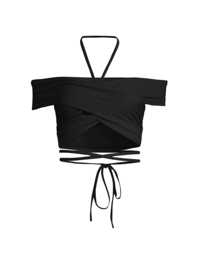 Shop Jonathan Simkhai Standard Women's Caity Strappy Cropped Top In Black