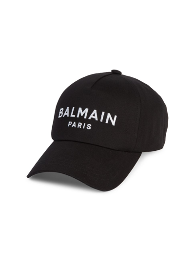 Shop Balmain Cotton Logo Baseball Cap In Noir
