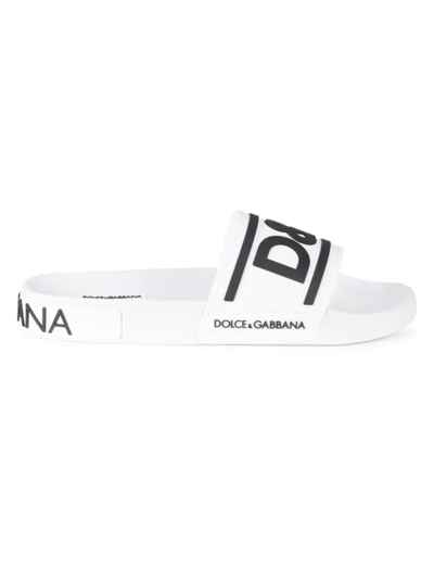 Shop Dolce & Gabbana Men's Portofino Drip Pool Slide Sandals In Bianco Nero