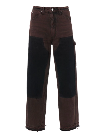 Shop Amiri Two-tone Carpenter Jeans In Brown
