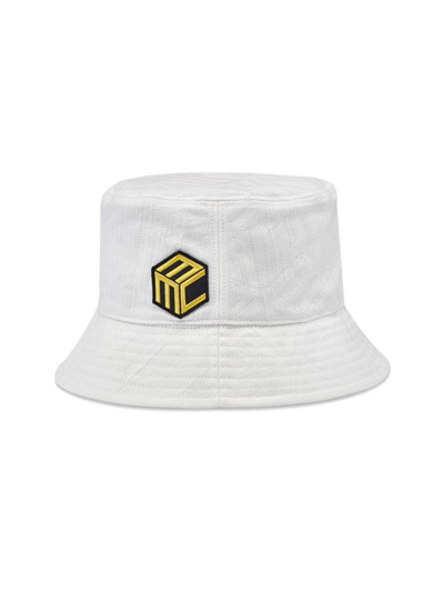 Shop Mcm Men's Cubic Logo Jacquard Bucket Hat In White