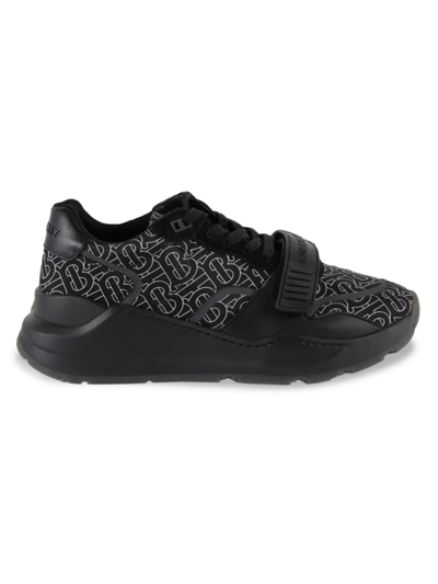 Shop Burberry Ramsey Story Sneakers In Black White