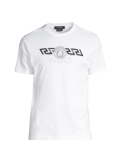 Shop Versace Men's Logo Cotton T-shirt In Optical White