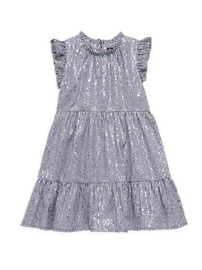Shop Imoga Little Girl's & Girl's Pia Dancing With The Waves Dress In Blue Gold