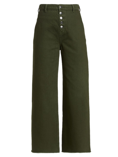 Shop Veronica Beard Women's Grant High-rise Wide-leg Jeans In Army Green