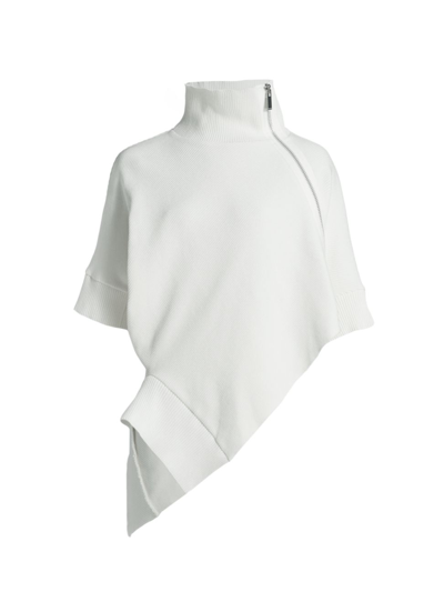 Shop Sacai Asymmetric Zip-front Top In Off White