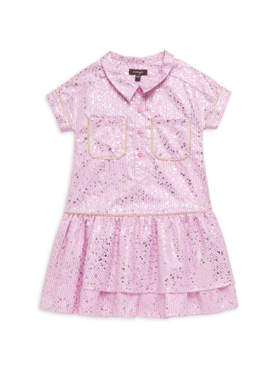 Shop Imoga Little Girl's & Girl's Noah Dancing With The Waves Shirt Dress In Pink Gold