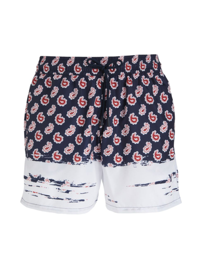 Shop Etro Men's Pantaloncino Mare Paisley Printed Swim Shorts In Blu