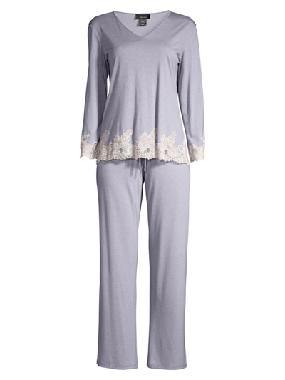 Shop Natori Luxe Shangri La Two-piece Pajama Set In Heather Stone