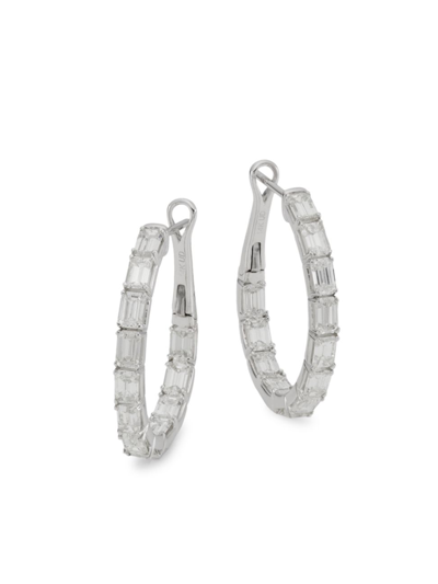 Shop Saks Fifth Avenue Women's 14k White Gold & 4 Tcw Diamond Inside-out Hoop Earrings