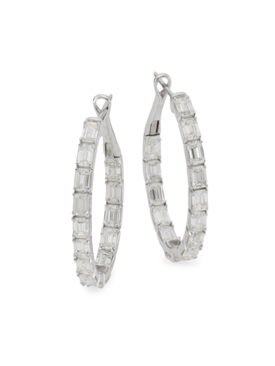Shop Saks Fifth Avenue Women's 14k White Gold & 5.04 Tcw Diamond Inside-out Hoop Earrings