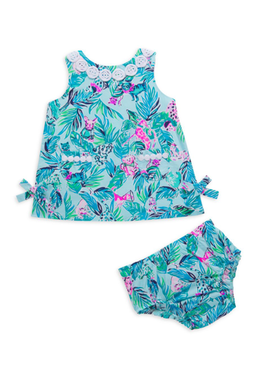 Shop Lilly Pulitzer Baby Girl's 2-piece Lilly Shift Dress & Bloomers Set In Blue
