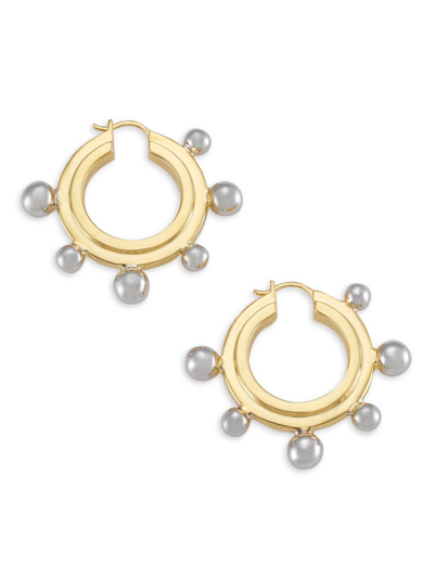 Shop Missoma Women's Two-tone Medium Sphere Hoop Earrings In Gold