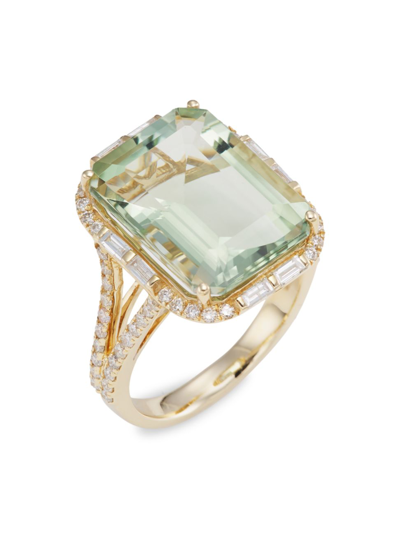 Shop Saks Fifth Avenue Women's 14k Yellow Gold, Green Amethyst & Diamond Ring