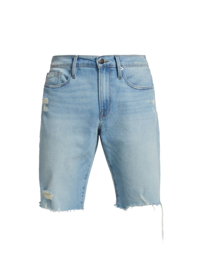 Shop Frame Men's L'homme Five-pocket Relaxed Denim Shorts In Indigo Shred Light