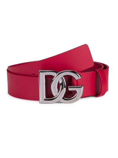 Shop Dolce & Gabbana Men's 40cm Gunmetal Buckle Leather Belt In Red