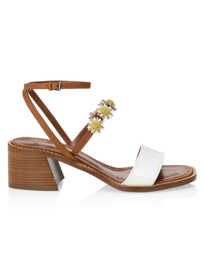 Shop Fabrizio Viti Women's Bibi Block-heel Leather Sandals In White Leather