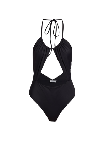 Shop Rosetta Getty Cut-out & Open Back One-piece Swimsuit In Black