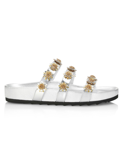 Shop Fabrizio Viti Women's Berkley Daisy Slide Sandals In Metallic Leather