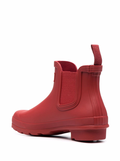 Hunter Deep Red Elasticated Side-panel Boots In Red