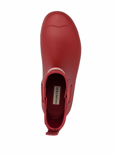 Hunter Deep Red Elasticated Side-panel Boots In Red