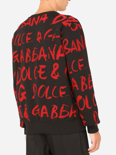 Shop Dolce & Gabbana Round-neck Jacquard Sweater In Black