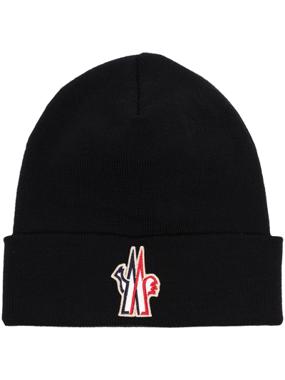 Shop Moncler Logo-patch Beanie Hat In Black