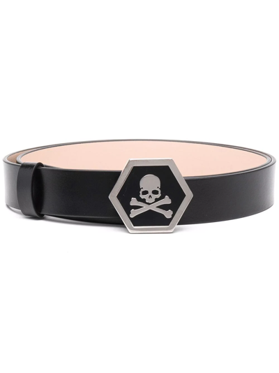 Shop Philipp Plein Skull-motif Leather Belt In Black