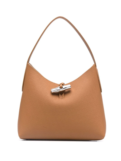 Shop Longchamp Medium Roseau Shoulder Bag In Brown
