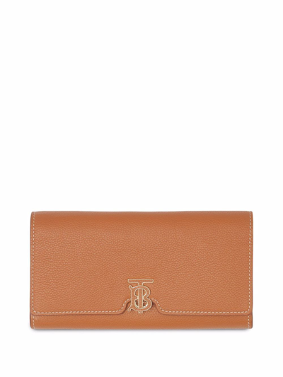 Shop Burberry Monogram-motif Continental Wallet In Brown