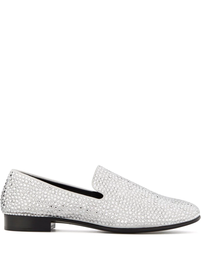 Shop Giuseppe Zanotti Seymour Crystal-embellished Loafers In White