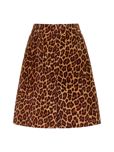 Shop Pt01 Leopard Printed Wide Leg Shorts In Multi