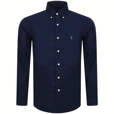 Polo Ralph Lauren Collared Tailored Shirt With Curved Hem In Blue