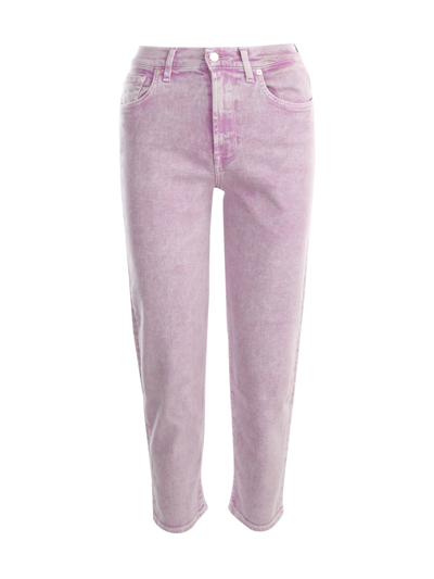 Shop 7 For All Mankind Cropped Vintage Jeans In Pink