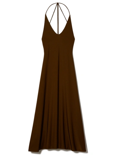 Shop Khaite Rina Midi Dress In Brown