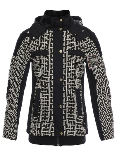 Shop Balmain X Rossignol Monogram Print Hooded Ski Jacket