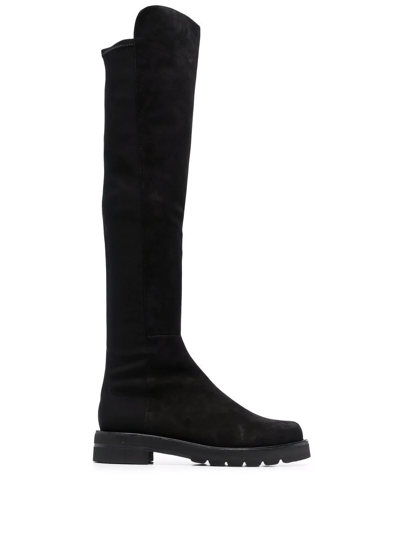 Shop Stuart Weitzman Round-toe Knee-length Boots In Black
