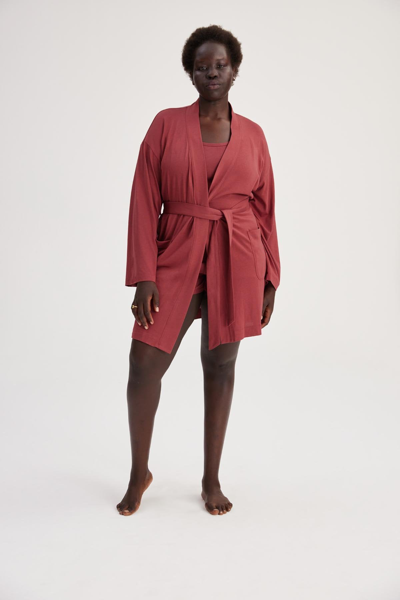 Shop Girlfriend Collective Dusk Dream Robe In Red