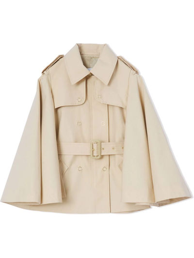 Shop Burberry Flare-sleve Trench Coat In Neutrals