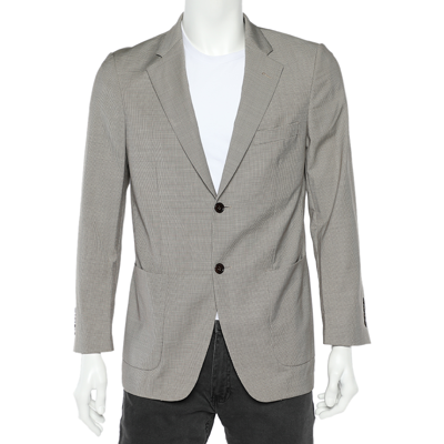 Pre-owned Balmain Beige Checkered Wool Button Front Blazer Xs