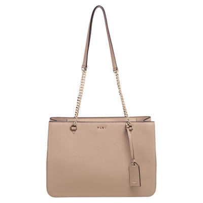 Pre-owned Dkny Beige Leather Bryant Park Chain Tote