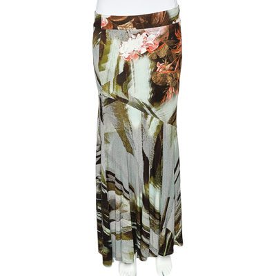 Pre-owned Class By Roberto Cavalli Cavalli Class Multicolor Printed Jersey Paneled Midi Skirt M