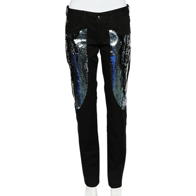 Pre-owned Just Cavalli Black Denim Sequin Embellished Jeans M