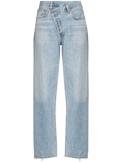 Shop Agolde Criss Cross Straight-leg Jeans In Blau