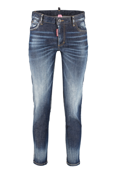 Shop Dsquared2 Twiggy Cropped Leg Jeans In Blue