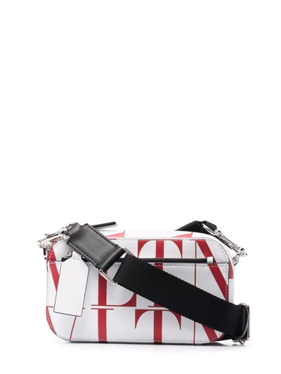 Shop Valentino Small Vltn Times Calfskin Crossbody Bag In White