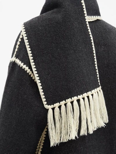Shop Totême Scarf-neckline Felt Jacket In Grey